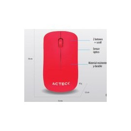 Mouse Acteck Entry Rojo 3 Botones + Scroll Inalambrico 1000 Dpi