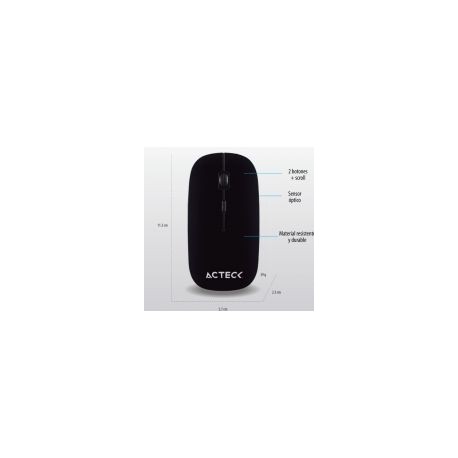Mouse Optico Acteck Inalambrico Usb 2.4G 1200Dpi Negro Ac-928885