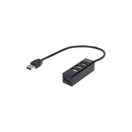 Hub Usb 3.0 Manhattan Type-A 4 Puertos 5000 Mbit/S Negro 163828