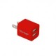 Cargador De Pared Vorago Au-106 Rojo Con 2 Puertos Usb Blister