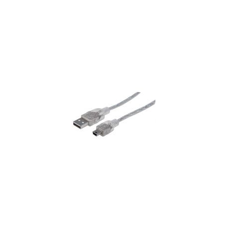 Cable Usb V2.0 Manhattan A-Mini B  1.8M Plata  333412