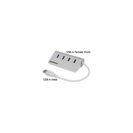 Hub Usb 3.0 Manhattan Aluminio 4 Puertos C/Fuente 163767