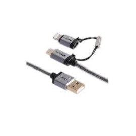 Cable Verbatim 2 En 1 Micro Usb & Lightning Tensado Negro 99217