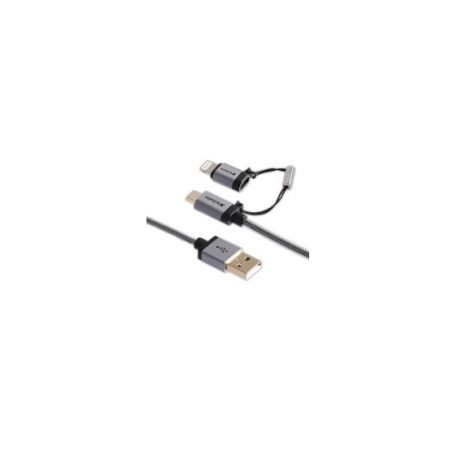 Cable Verbatim 2 En 1 Micro Usb & Lightning Tensado Negro 99217