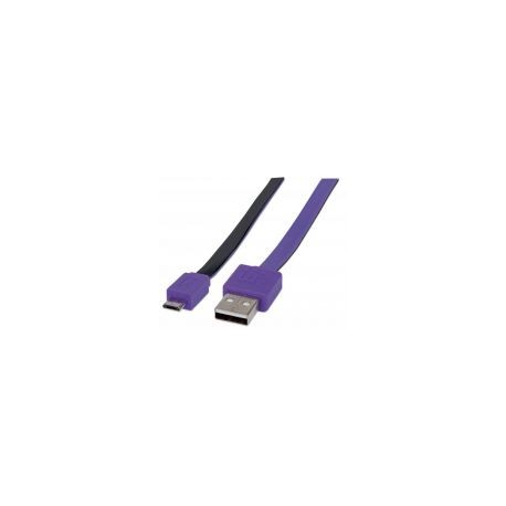 Cable Usb Manhattan V2.0 A-Micro B 1.0M Plano Negro/Morado 391368