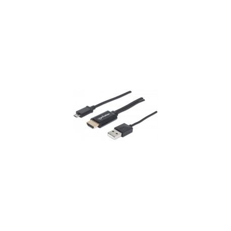 Cable Mhl Manhattan De Micro Usb A Hdmi Con Usb-Ap-Alimentación 151498