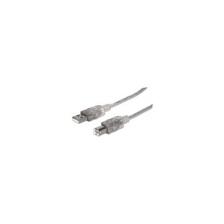 Cable Usb Manhattan V2.0 A-B 5.0M Plata 345408