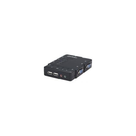 Mux Kvm Mini Usb 4:1 Manhattan Con Cables + Audio 151269