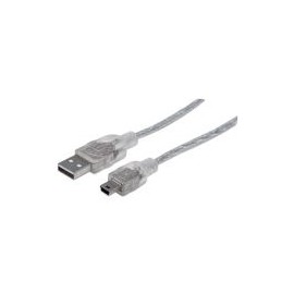 Cable Usb V2.0 Manhattan A-Mini B  1.8M Plata  333412
