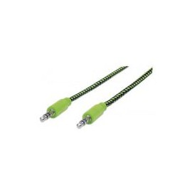 Cable Auxiliar De Audio 3.5 1Mt Textil Verde/Negro Manhattan 394130