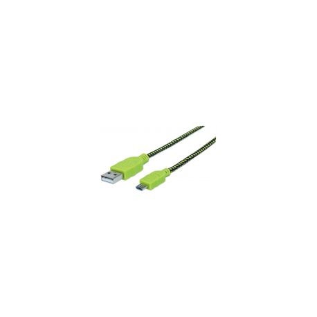 Cable Usb Manhattan Textil Verde/Negro Usb A Micro Usb 1 Metro 352772