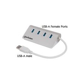 Hub Usb 3.0 Manhattan Aluminio 4 Puertos C/Fuente 163767
