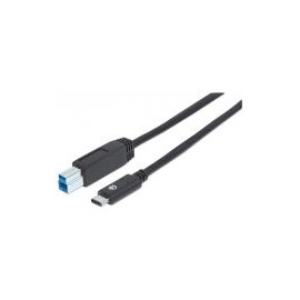 Cable Usb Manhattan Tipo C - B Macho 1.0 Mts Negro V3.1 Gen2 353380