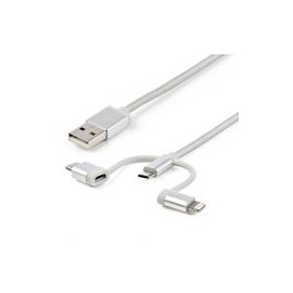 Cable Startech Usb A Lightning/Usb-C/Micro Usb Macho 1M Plata