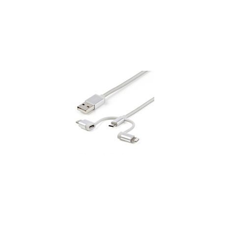 Cable Startech Usb A Lightning/Usb-C/Micro Usb Macho 1M Plata