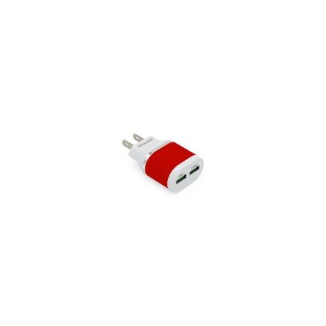 Cargador De Pared Brobotix 2 Puertos Usb 5V Blanco/Rojo 161264R