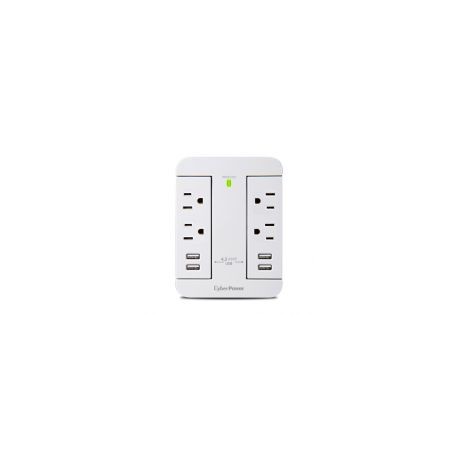 Supresor De Picos Cyberpower 4 Contactos 4X Usb 500 Joules 125V Blanco Gp400U4Awh