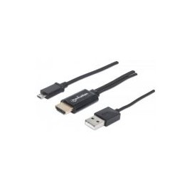 Cable Mhl Manhattan De Micro Usb A Hdmi Con Usb-Ap-Alimentación 151498