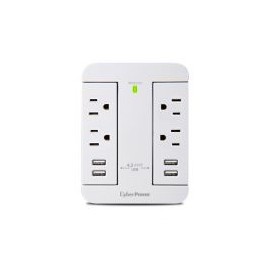 Supresor De Picos Cyberpower 4 Contactos 4X Usb 500 Joules 125V Blanco Gp400U4Awh