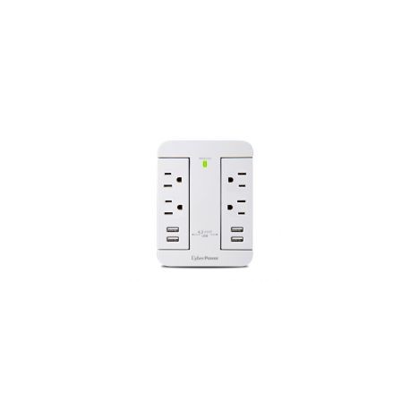 Supresor De Picos Cyberpower 4 Contactos 4X Usb 500 Joules 125V Blanco Gp400U4Awh