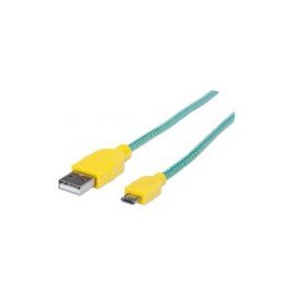 Cable Manhattan Usb 2.0 A - Micro B 1.0M Turquesa/Amarillo 394000