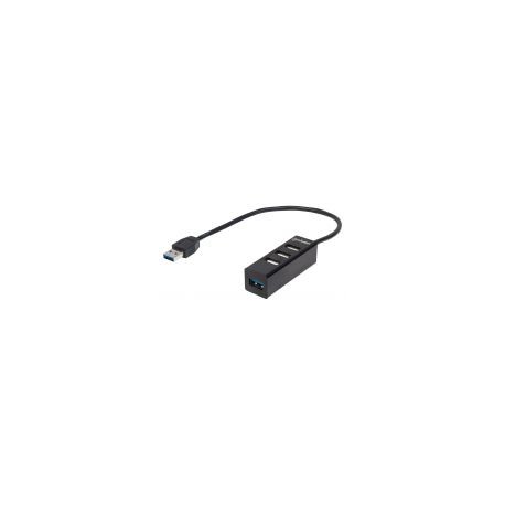 Hub Usb 3.0 Manhattan Type-A 4 Puertos 5000 Mbit/S Negro 163828
