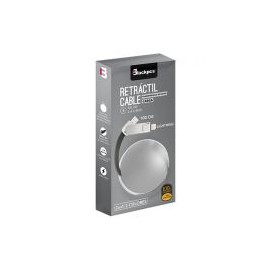 Cable Dual Micro Usb/Lightning Blackpcs Retractil Plata 1M Casmlpr-3