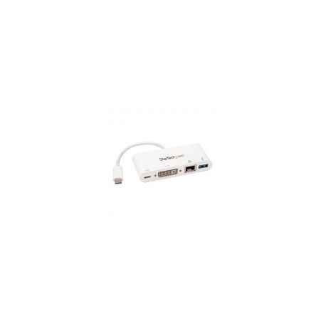 Hub Concentrador Startech Usb 3.0 1X Rj-45 1X Dvi-I Blanco