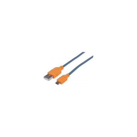 Cable Usb Manhattan Textil Naranja/Azul Usb A Micro Usb 1.8M 352727