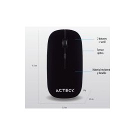 Mouse Optico Acteck Inalambrico Usb 2.4G 1200Dpi Negro Ac-928885
