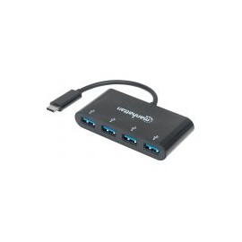 Hub Usb C Manhattan A 4 Ptos V3.1 Negro 162746
