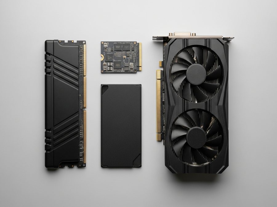 Componentes de hardware vistos desde arriba